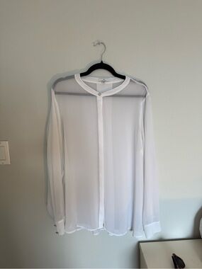 Halston White Sheer Blouse